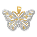 14k and White Rhodium Filigree Butterfly Pendant, 22 x 34 mm