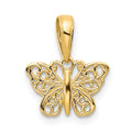14k Polished Filigree Butterfly Charm, 8 x 12 mm