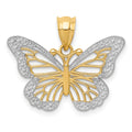 14k and White Rhodium Butterfly Pendant, 15 x 23 mm