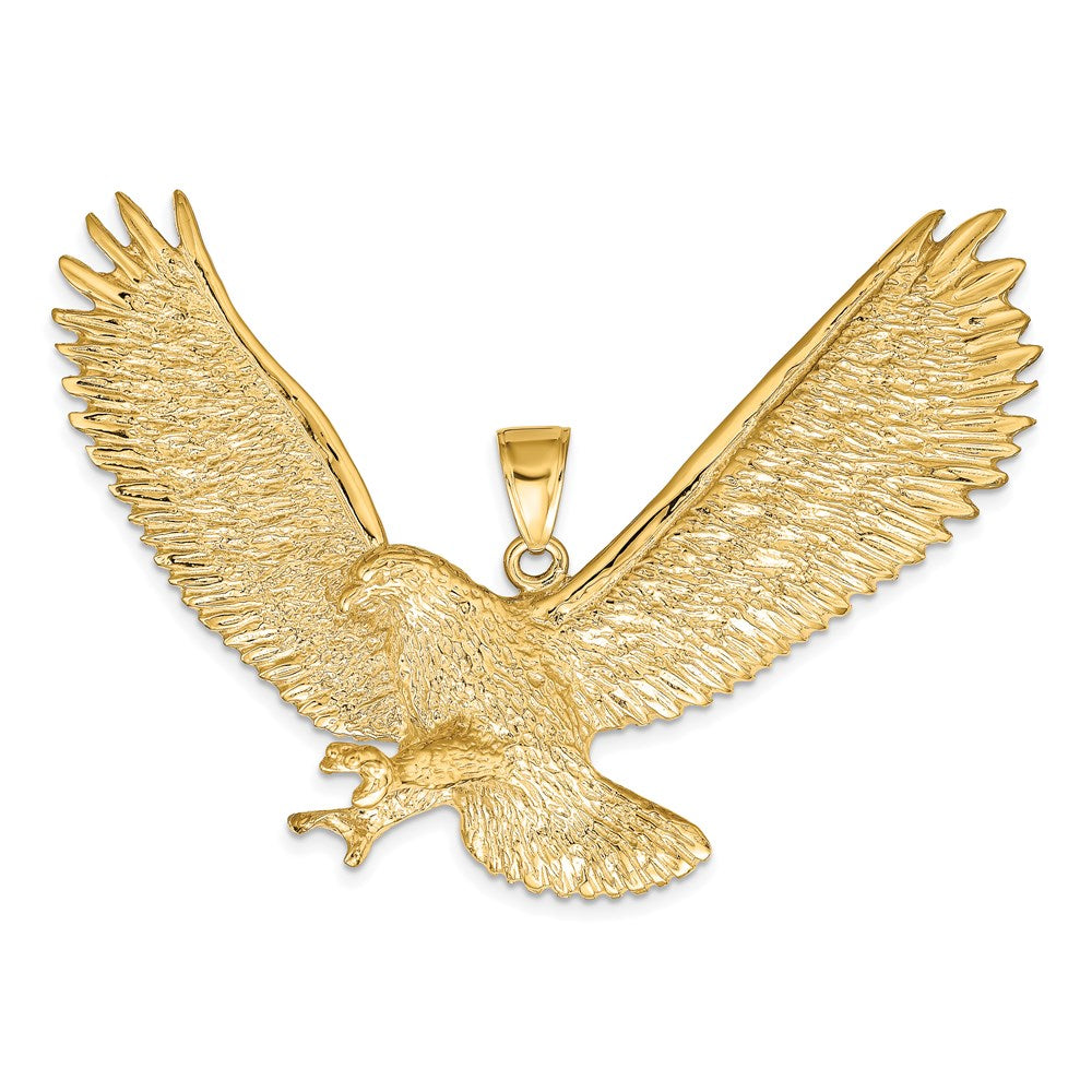 14k Large Textured Eagle Pendant, 50 x 65 mm