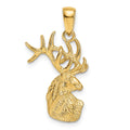 14k Polished Deer Head Charm, 22 x 16 mm