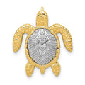 14K Two-Tone Turtle Pendant Chain Slide, 21 x 18 mm