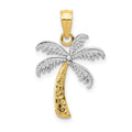 14K and White Rhodium Palm Tree Pendant, 18 x 14 mm