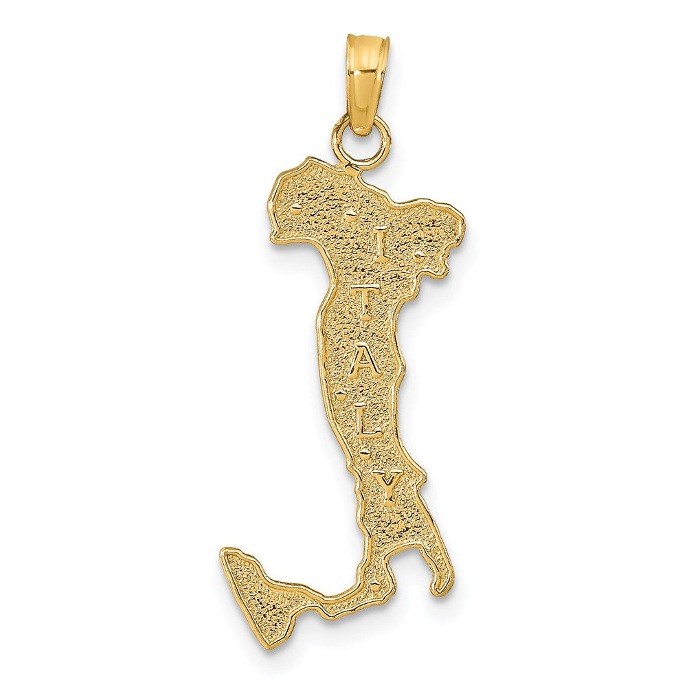 14K Map with ITALY Charm, 27 x 15 mm