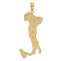 14K Large Map with ITALY Pendant, 39 x 17 mm