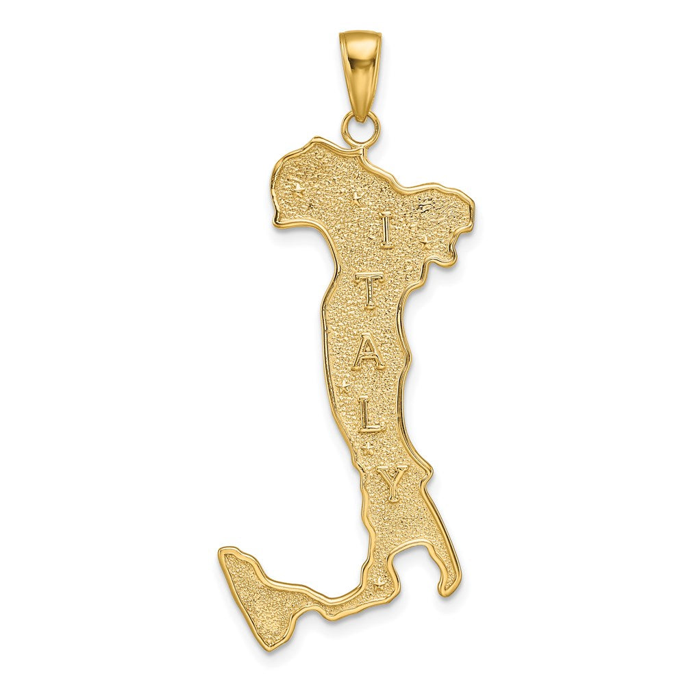 14K Large Map with ITALY Pendant, 39 x 17 mm