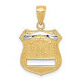 14k and White Rhodium POLICE Badge Pendant, 20 x 15 mm