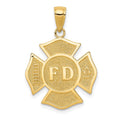 14k Fire Department FD Badge Pendant, 23 x 20 mm