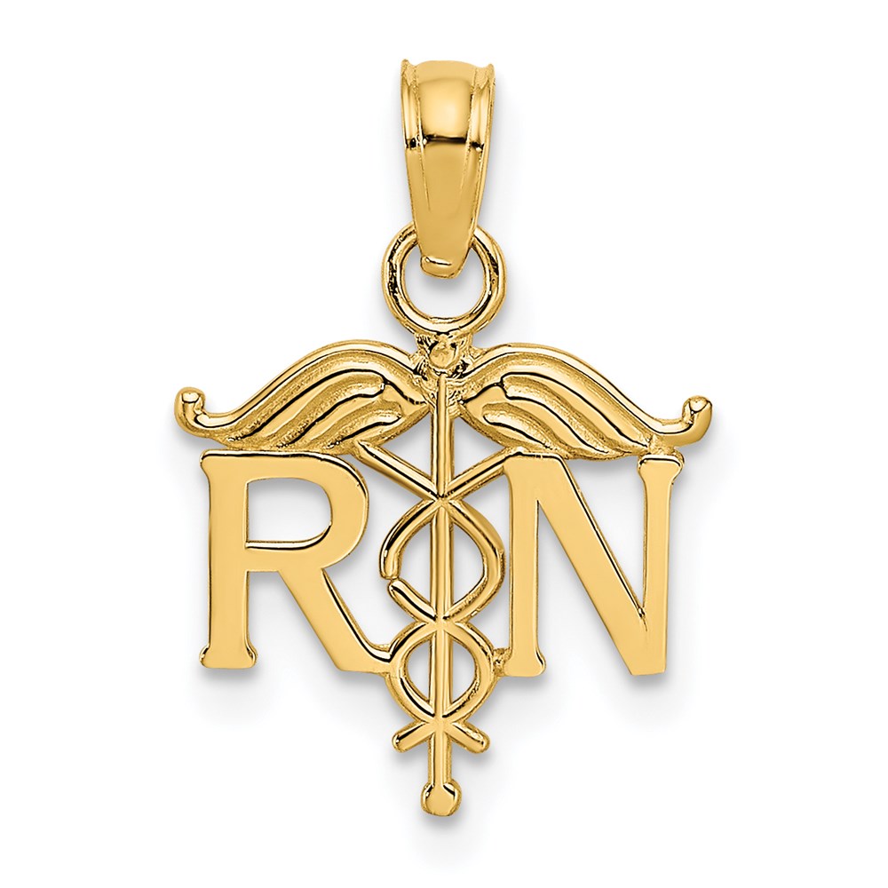 14k RN Registered Nurse Pendant, 15 x 12 mm