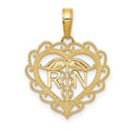 14k RN Registered Nurse Heart Pendant, 18 x 18 mm