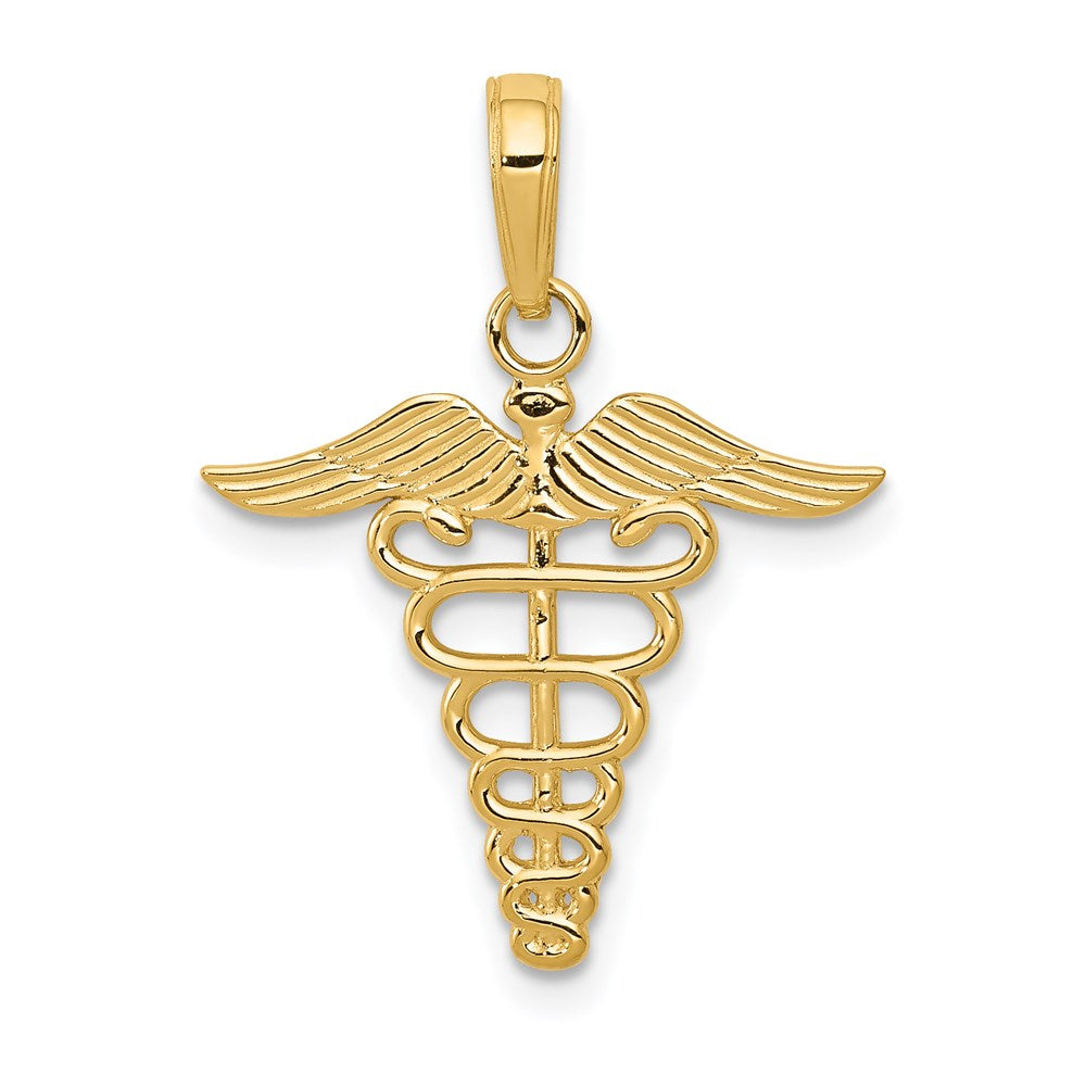 14k Caduceus Charm, 19 x 19 mm