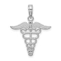 14k White Gold Caduceus Charm, 19 x 19 mm
