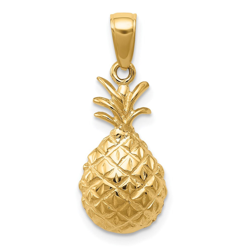 14k Diamond-cut Pineapple Pendant, 21 x 10 mm