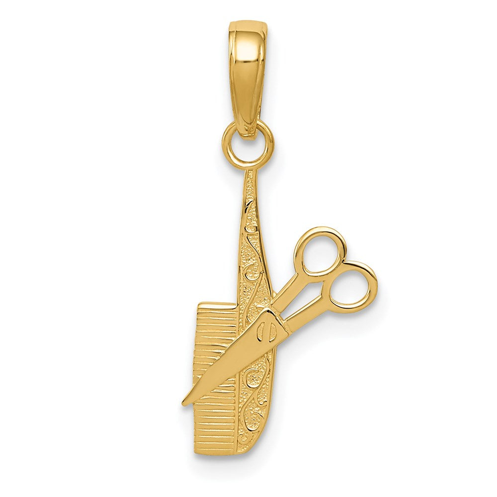 14k Comb and Scissors Charm, 24 x 10.68 mm