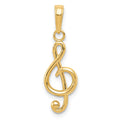 14k Polished Open-Backed Treble Clef Pendant, 26 x 8.27 mm