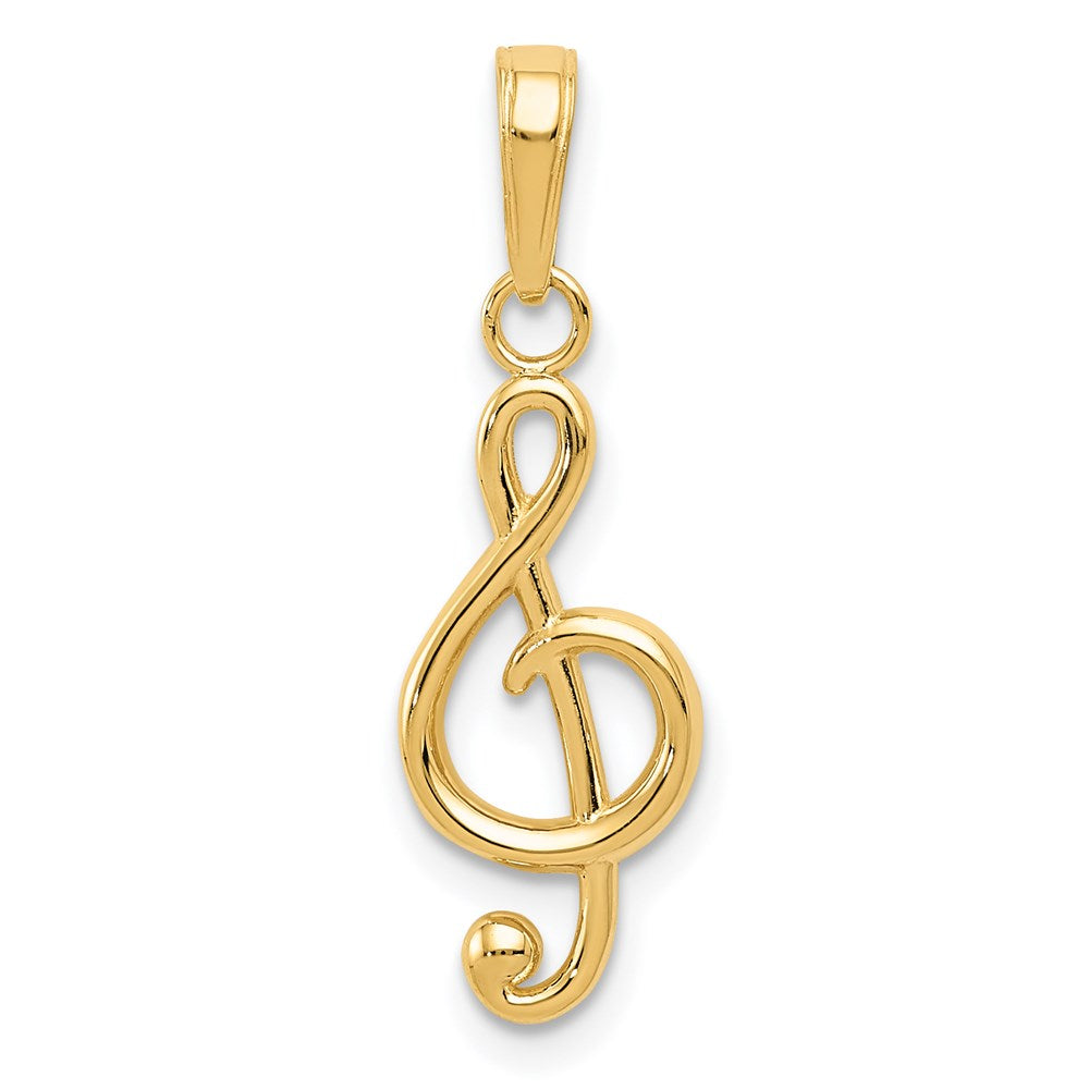 14k Polished Open-Backed Treble Clef Pendant, 26 x 8.27 mm