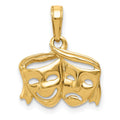 14k Polished Open-Backed Comedy/Tragedy Pendant, 13 x 15 mm
