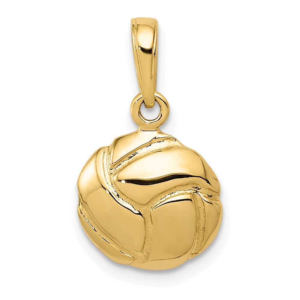 14K Solid Polished Domed Open-Back Volleyball Charm, 14 x 11 mm