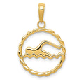 14k Swimming Charm, 19 x 16 mm
