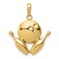 14k Bowling Pins and Ball Charm, 21 x 21 mm