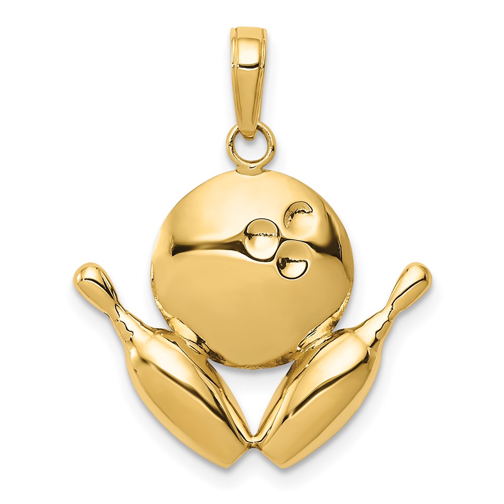 14k Bowling Pins and Ball Charm, 21 x 21 mm