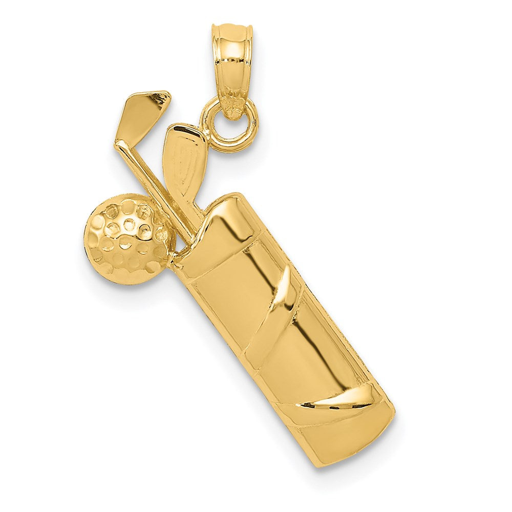 14k Polished Golf Bag Charm, 19 x 18 mm