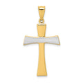 14K and White Rhodium Polished Cross Pendant, 30 x 19 mm