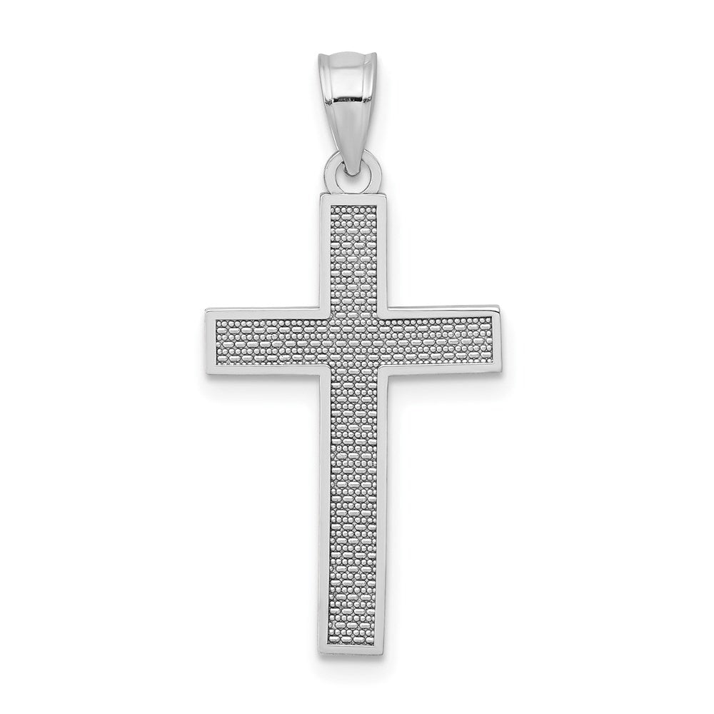 14K White Gold Cross Pendant, 31.5 x 15 mm