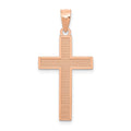 14K Rose Gold Cross Pendant, 31.5 x 15 mm