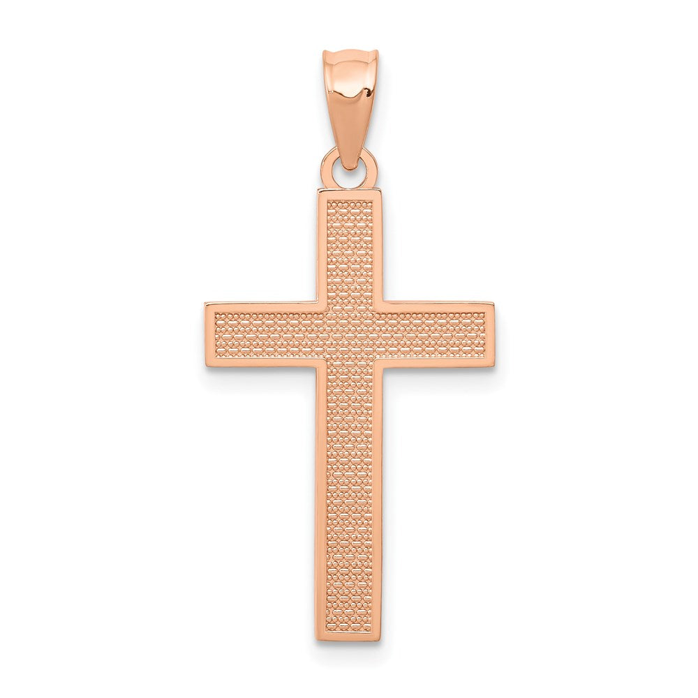 14K Rose Gold Cross Pendant, 31.5 x 15 mm