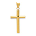 14K Polished Hollow Cross Pendant, 26 x 17 mm