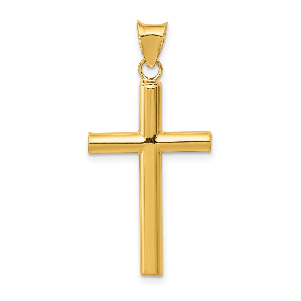 14K Polished Hollow Cross Pendant, 26 x 17 mm