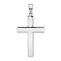 14k White Gold Polished Hollow Cross Pendant, 42 x 22 mm