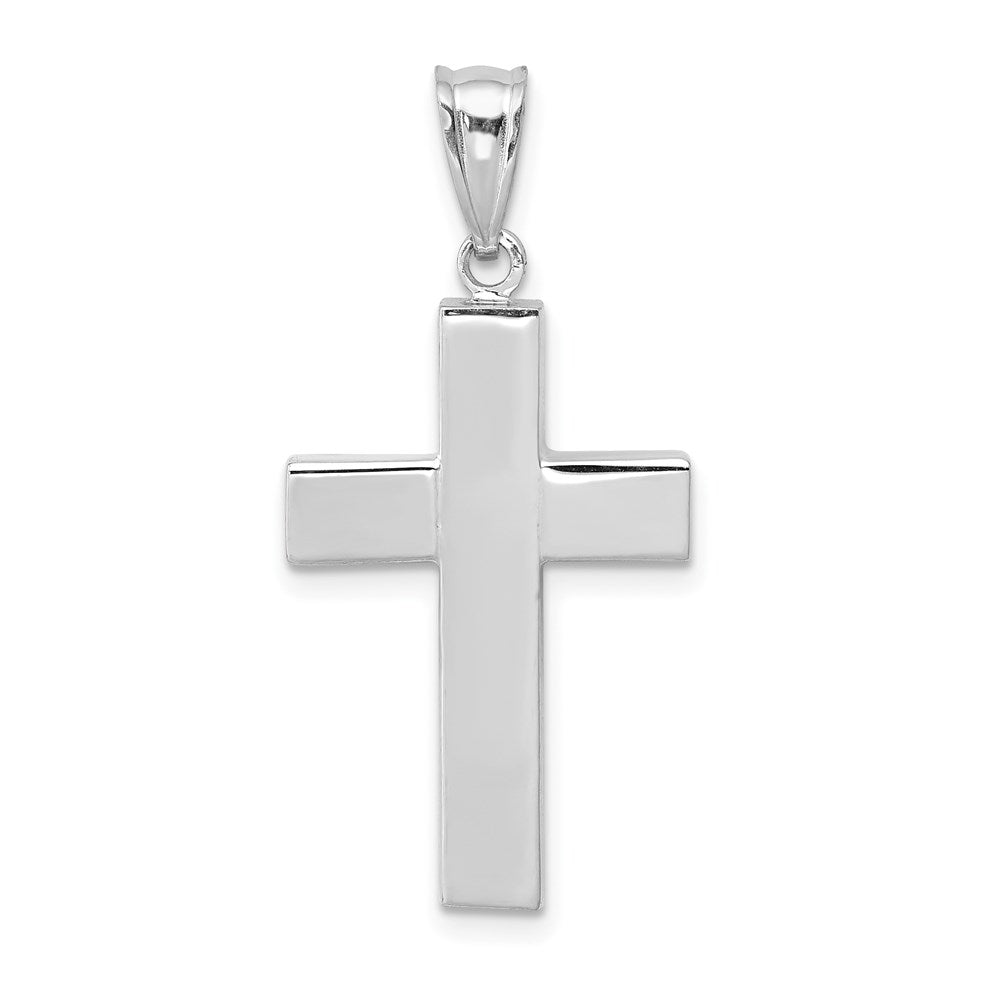 14k White Gold Polished Hollow Cross Pendant, 32.25 x 15.7 mm