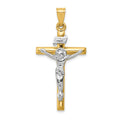 14k Two-tone INRI Crucifix Pendant, 42 x 20 mm