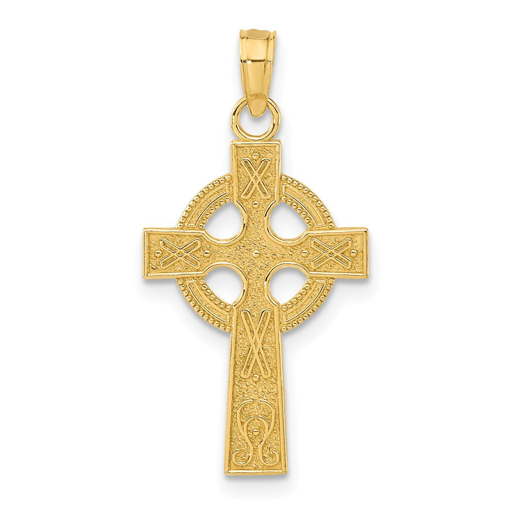 14k Celtic Cross Pendant, 27 x 13 mm