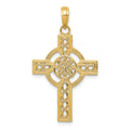 14k Diamond-cut Celtic Cross Pendant, 34 x 18 mm