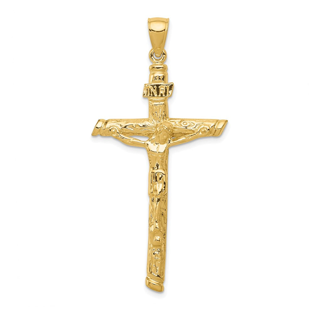 14k Textured Tree INRI Crucifix Pendant, 52 x 26 mm