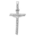14k White Gold Textured Tree INRI Crucifix Pendant, 52 x 26 mm