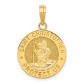 14k Polished Solid Saint Christopher Medal Round Pendant, 26 x 17.5 mm