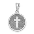 14k White Gold Reversible Cross and 1ST HOLY COMMUNION Charm, 17 x 15 mm