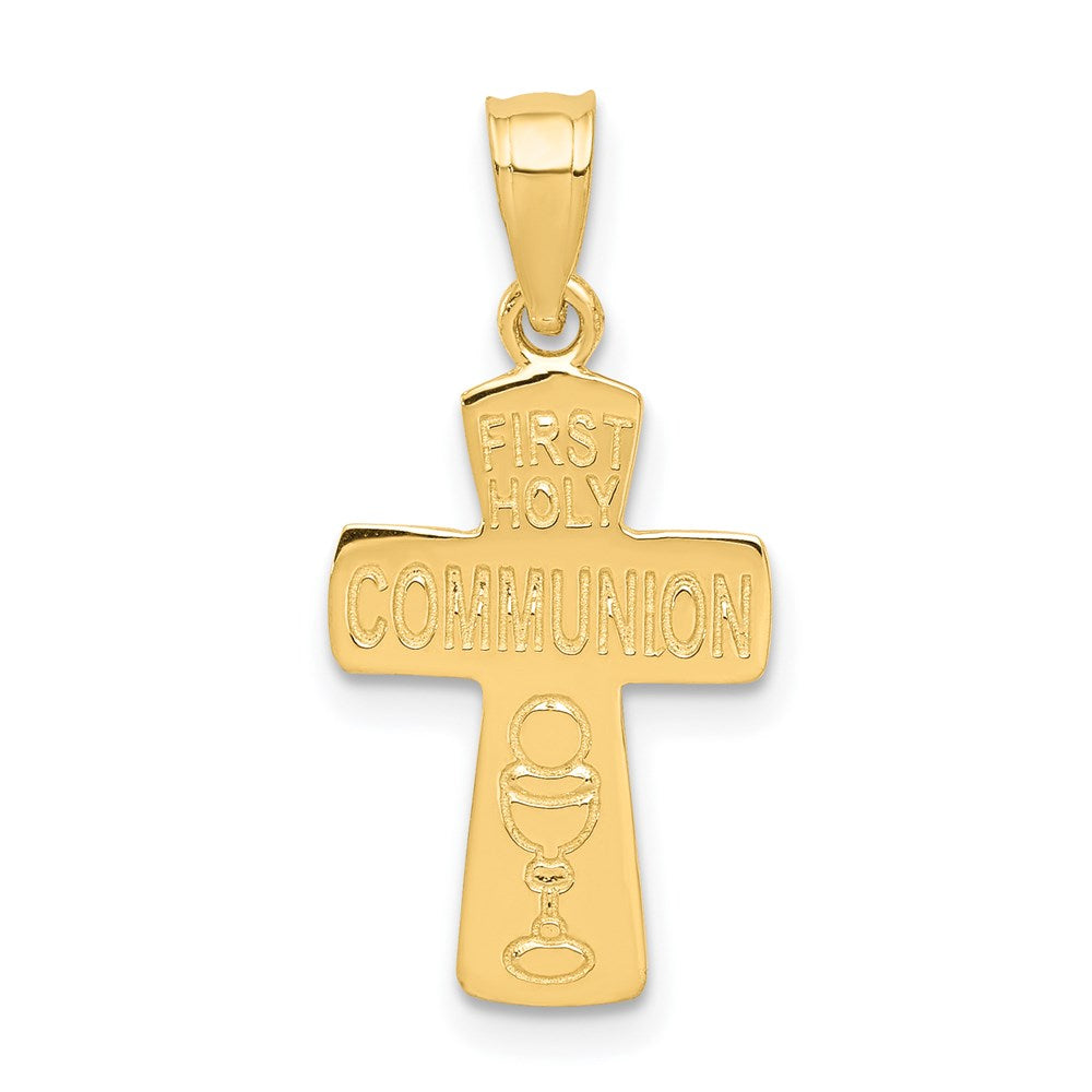 14k Polished FIRST HOLY COMMUNION Cross Pendant, 19 x 12 mm