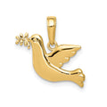 14k Polished Dove with Olive Branch Charm, 11 x 18 mm