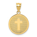 14K Reversible Cross and GOD BLESS Disc Charm, 23 x 15 mm