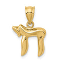 14K Polished Chai Pendant, 19 x 13 mm, 1.13 g