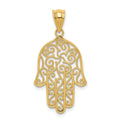 14k Filigree Hamsa Pendant, 26 x 16 mm