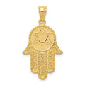 14k Hamsa with Star of David Charm, 26 x 18 mm