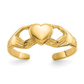 14k Polished Claddagh Toe Ring, Size 2