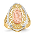 14K Two-tone with White Rhodium Filigree Our Lady of Guadalupe Ring, Size 8