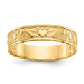 14k Polished Claddagh Band, Size 8.5